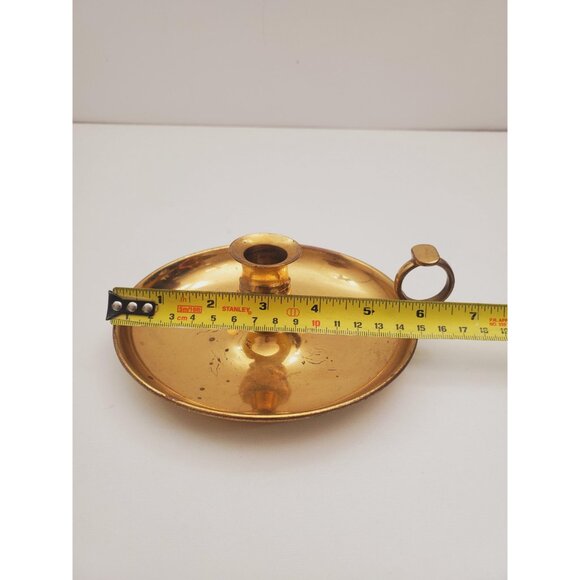Vintage Brass Candle Holder - Brass Candlestick Holder - Brass Chamberstick - - Picture 7 of 10